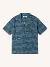 Crammond Shirt in French Blue Golf Print Cotton