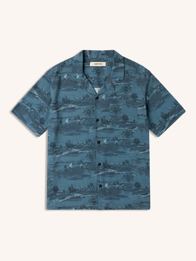 Crammond Shirt in French Blue Golf Print Cotton