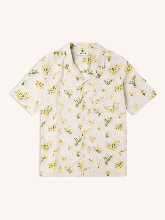 Crammond Shirt in Ecru Gorse Print Cotton
