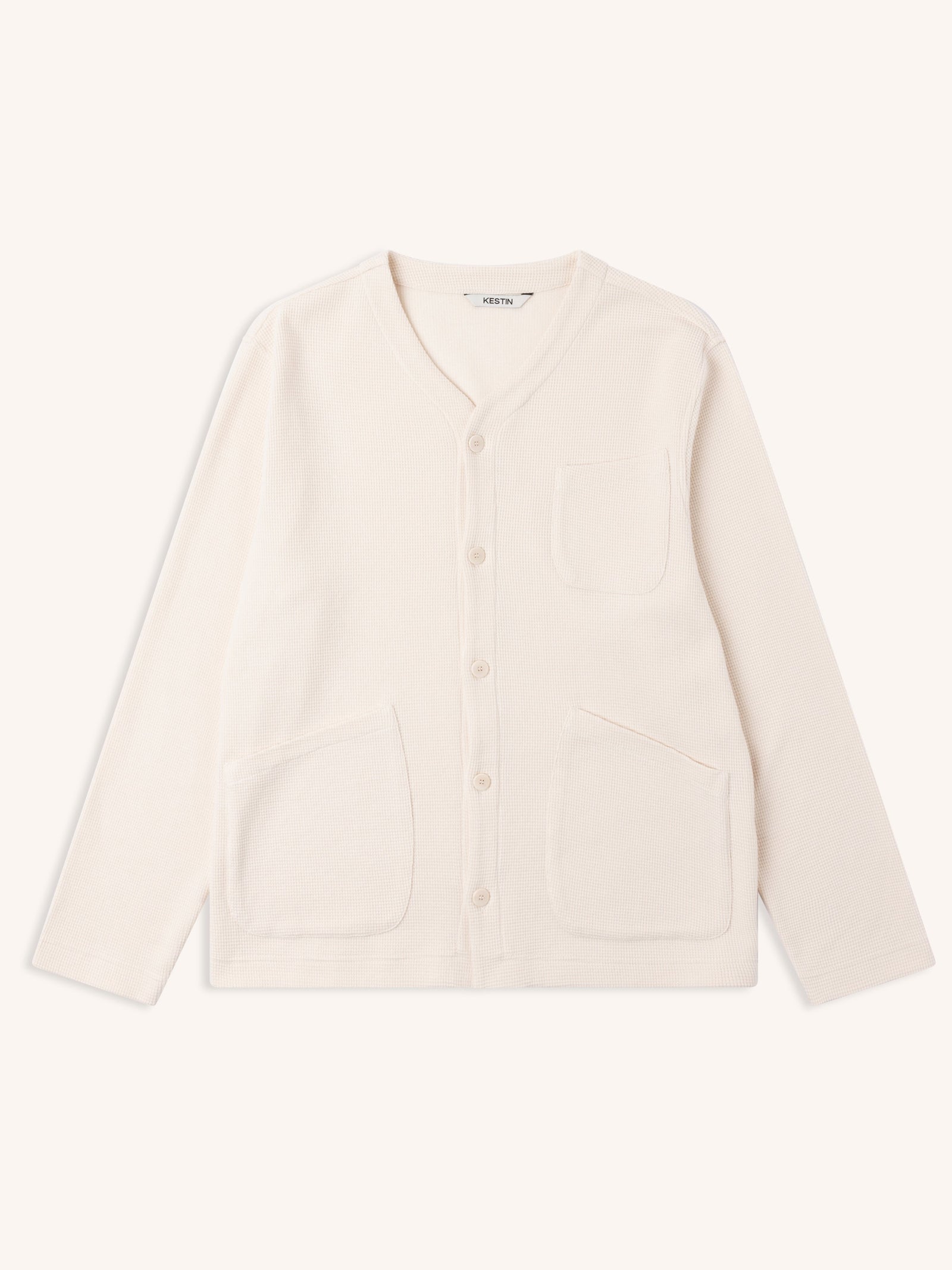 Dunvegan Cardigan In Natural Brushed Waffle