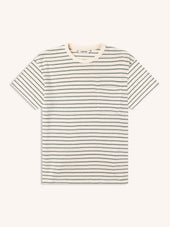 Fly T-Shirt in Ecru / Green Organic Cotton Knitted Stripe