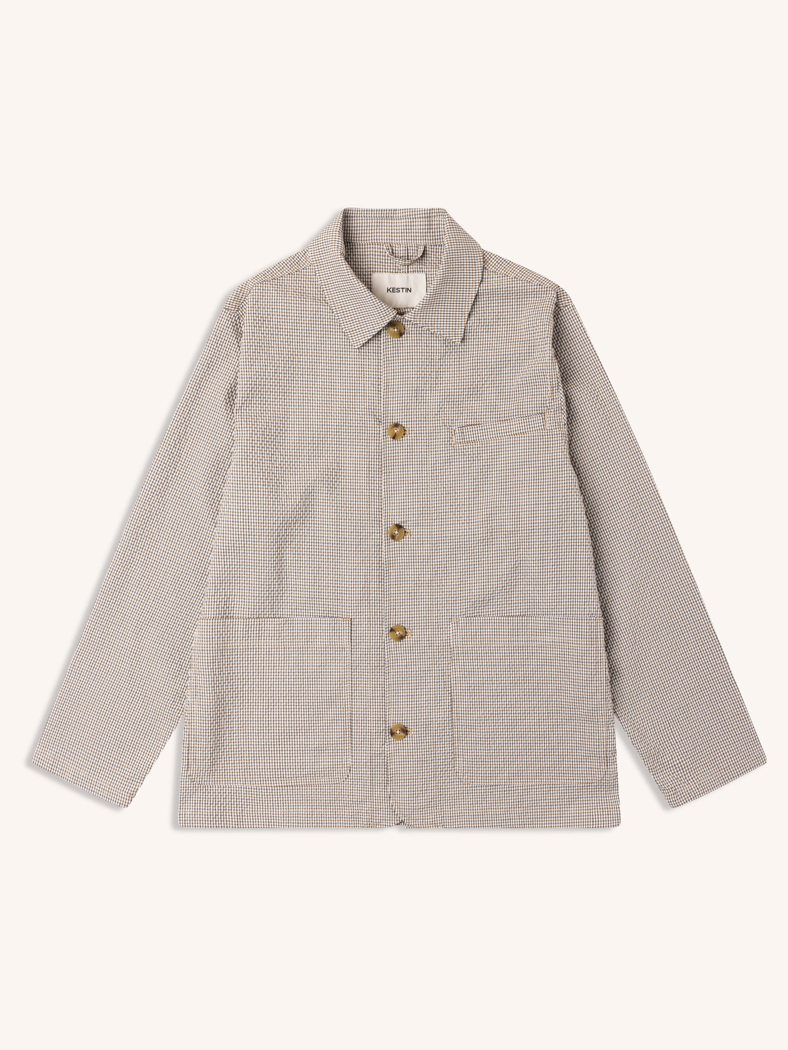 Huntly Jacket In Ecru Gingham Seersucker