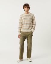 Linen Stripe Pointelle Crewneck