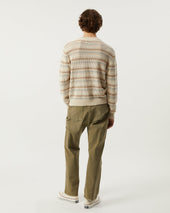 Linen Stripe Pointelle Crewneck