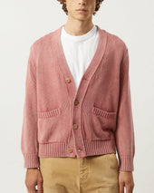 Acid Wash Cardigan - Red
