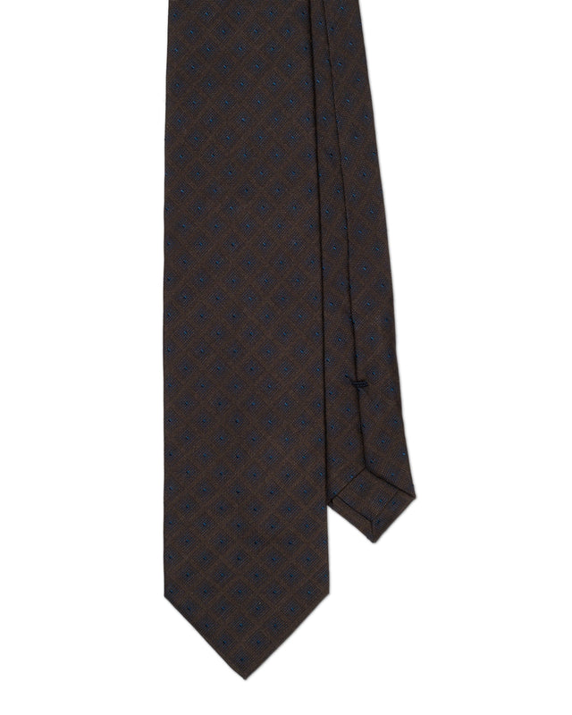 Brown and Navy Square Polkadot Tie