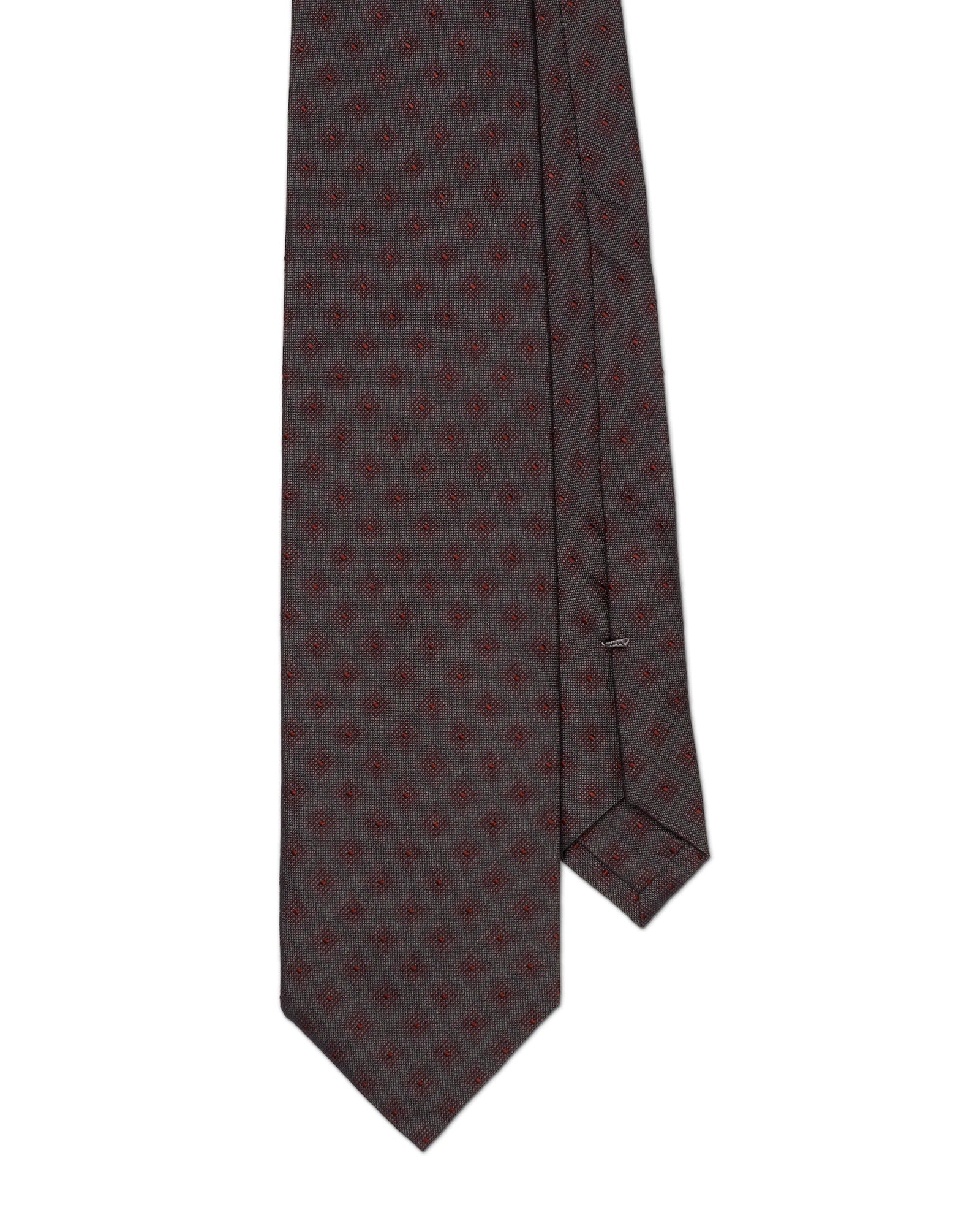 Grey And Claret Square Polkadot Tie