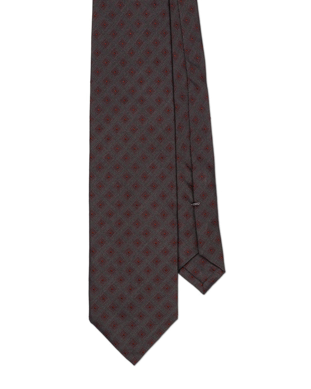 Grey and Claret Square Polkadot Tie