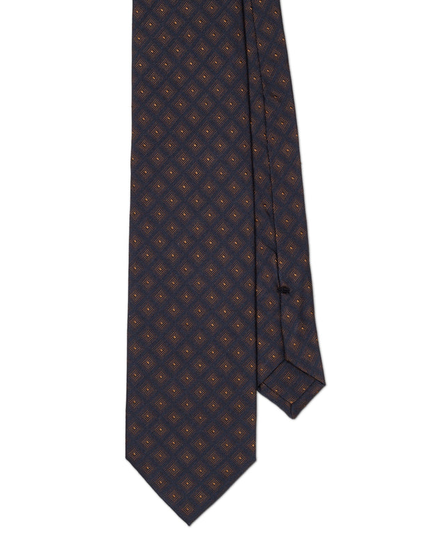 Navy and Gold Square Polkadot Tie