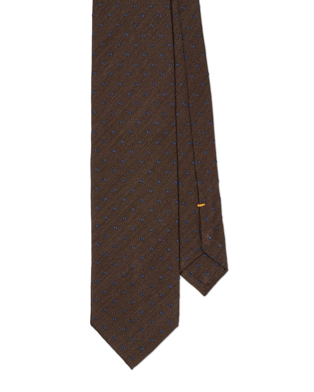 Brown and Blue Polkadot Tie