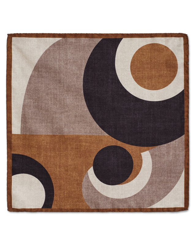 Tonal Circular Geometric Sand Pocket Square