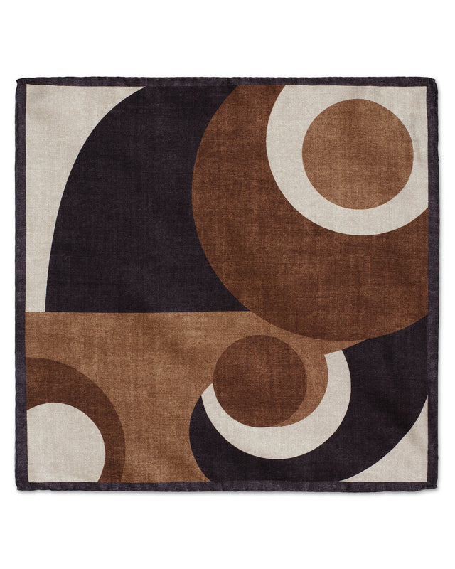 Tonal Circular Geometric Brown Pocket Square