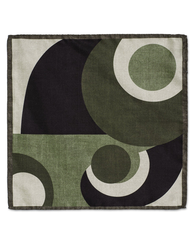 Tonal Circular Geometric Green Pocket Square