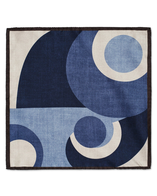 Tonal Circular Geometric Blue Pocket Square