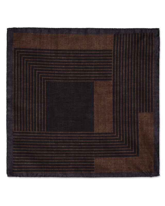 Square Geometric Brown Tonal Pocket Square