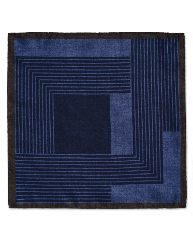 Square Geometric Blue Pocket Square