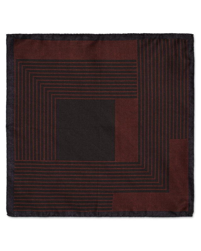 Square Geometric Burgundy Tonal Pocket Square