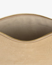 Small Croc Embossed Nubuck Pouch