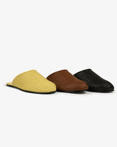 Leather Raffia Mule