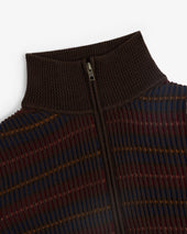 Multi Color Knit Track Sweater