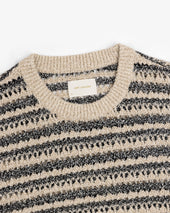Bouclé Open Knit Crewneck Sweater