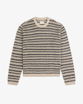 Bouclé Open Knit Crewneck Sweater