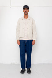 Trucker Jacket Natural Linen Cotton Canvas