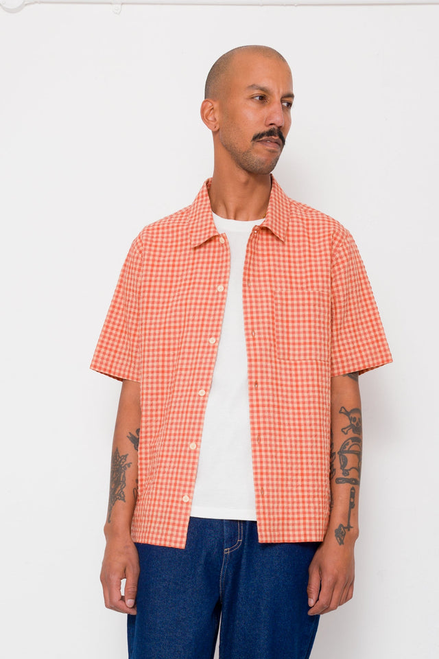 Gabe Shirt - Red Oxide Textured Check