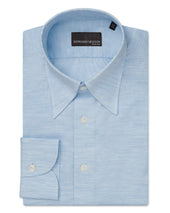 Blue Melange Hidden Button Down Collar Shirt