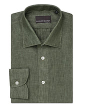 Green Linen Classic Collar Shirt