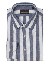 Blue Deck Chair Stripe Linen Relaxed Fit Shirt