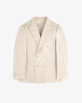 Double-Breasted Pinstripe Suit Jacket