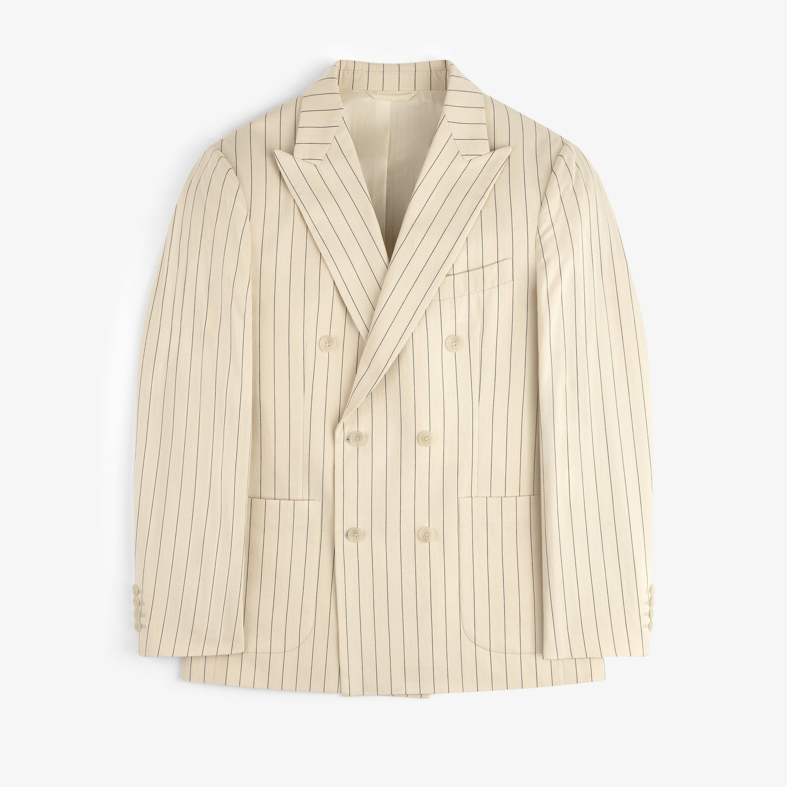 Double-Breasted Pinstripe Suit Jacket