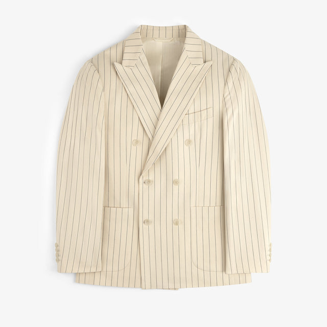 Double-Breasted Pinstripe Suit Jacket