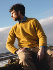 Brushed Shetland Crew in Nugget Lambswool
