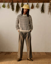Bouclé Open Knit Crewneck Sweater
