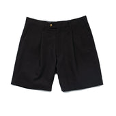 Black Sateen Pleated Short