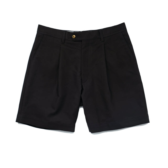 Black Sateen Pleated Short