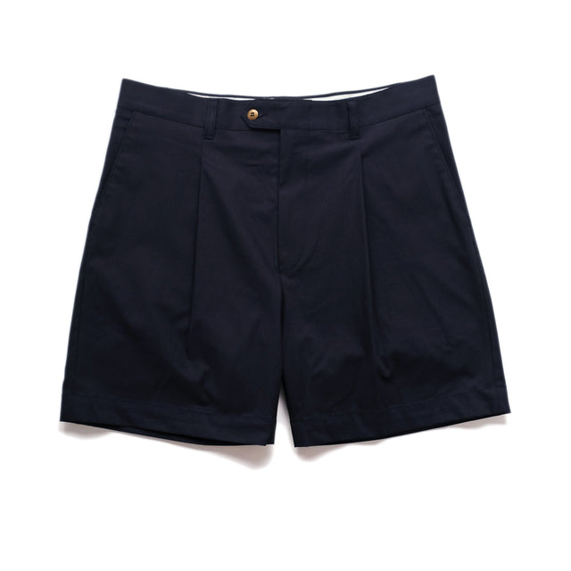 Navy Ripstop Pleated Short