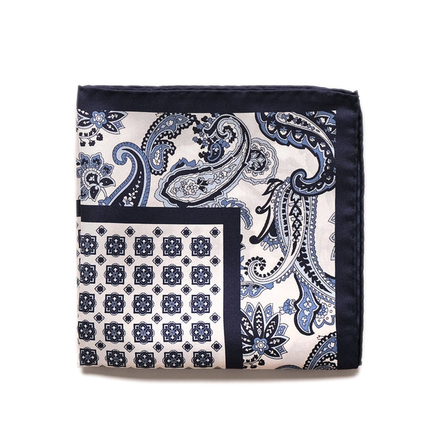 Navy Paisley Pocket Square