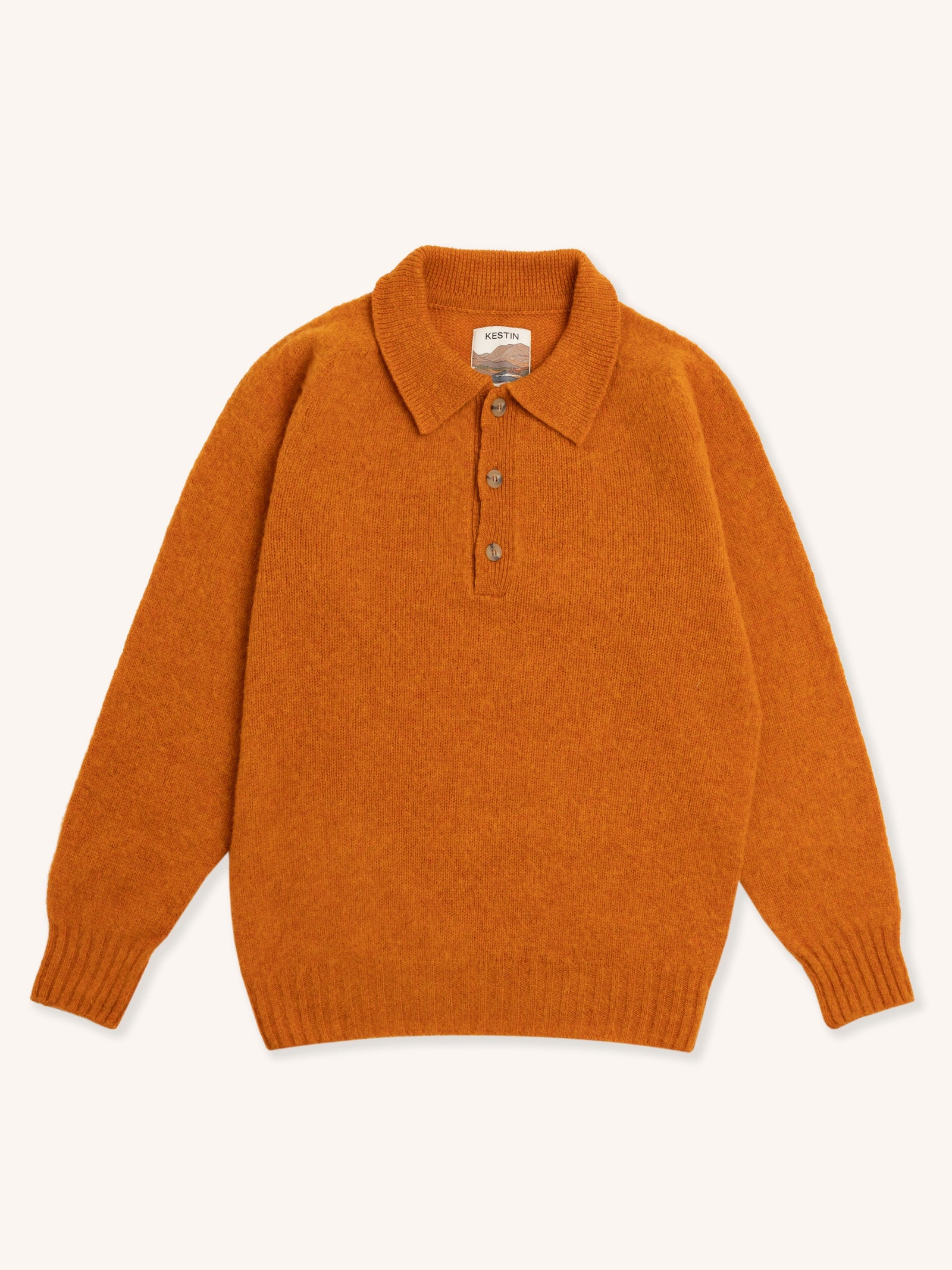Lewis Brushed Shetland Polo In Bright Lambswool
