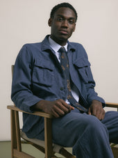Tyndrum Field Jacket in Navy Slub Cotton