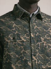 Taymount Overshirt in Olive Landscape Print Cotton
