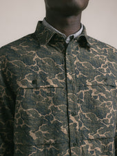 Taymount Overshirt in Olive Landscape Print Cotton