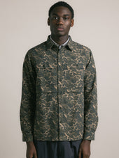 Taymount Overshirt in Olive Landscape Print Cotton