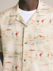 Crammond Shirt in Oatmeal Golf Print Cotton