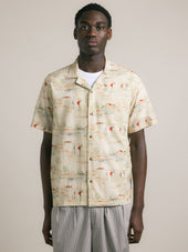 Crammond Shirt in Oatmeal Golf Print Cotton