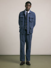 Doune Pant in Navy Slub Cotton