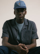 Crammond Shirt in Navy Check Japanese Seersucker