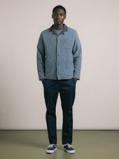 Dunvegan Cardigan in Dusty Blue Brushed Waffle